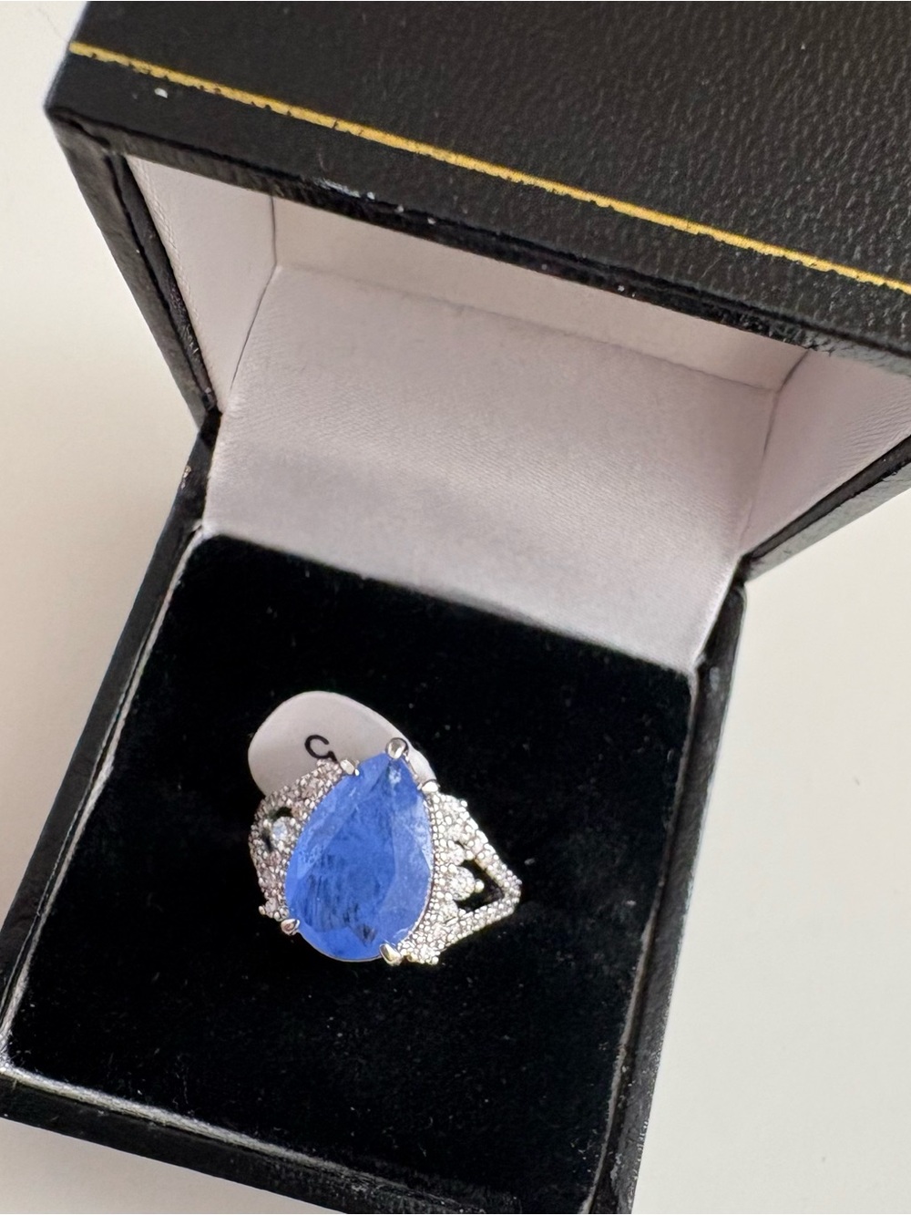 Bomb Party The Delilah Ring RG40542 Cornflower Blue Quartz Rhodium Plating